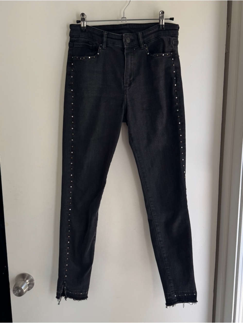 AllSaints Black Skinny Jeans with Side Studs